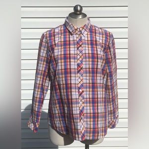 Talbots Red/Blue/Yellow Plaid Button Down Top - Size XL Petite